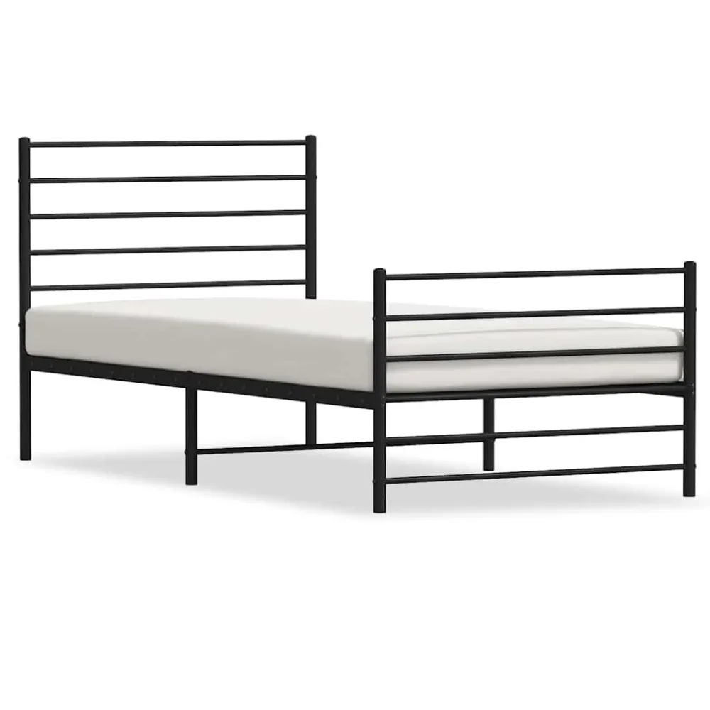 Bedframe met hoofd- en voeteneinde metaal zwart 100x200 cm