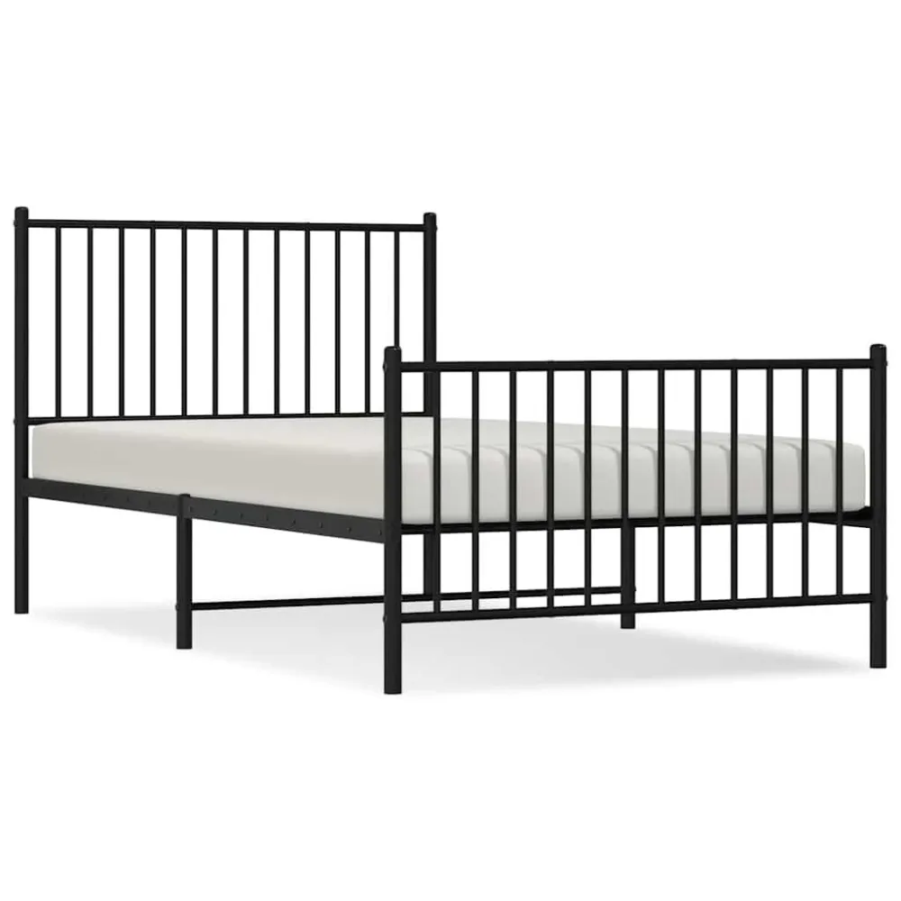 Bedframe met hoofd- en voeteneinde metaal zwart 100x190 cm