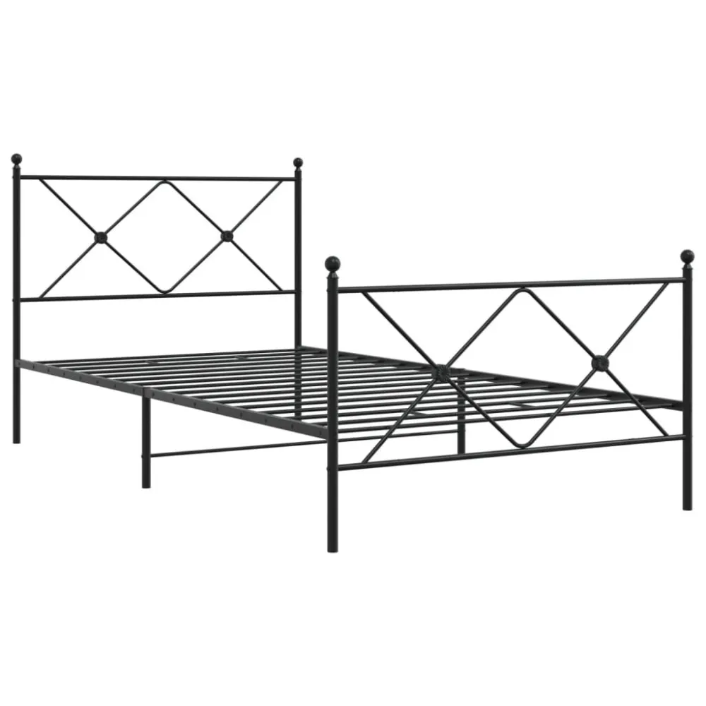 Bedframe met hoofd- en voeteneinde metaal zwart 100x190 cm