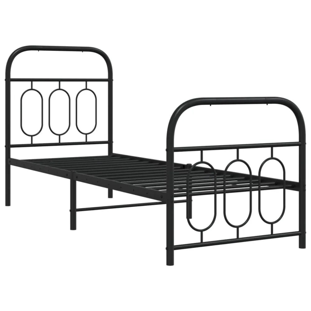 Bedframe met hoofd- en voeteneinde metaal zwart 75x190 cm