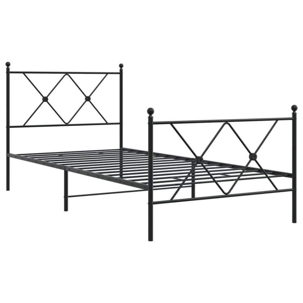 Bedframe met hoofd- en voeteneinde metaal zwart 90x190 cm