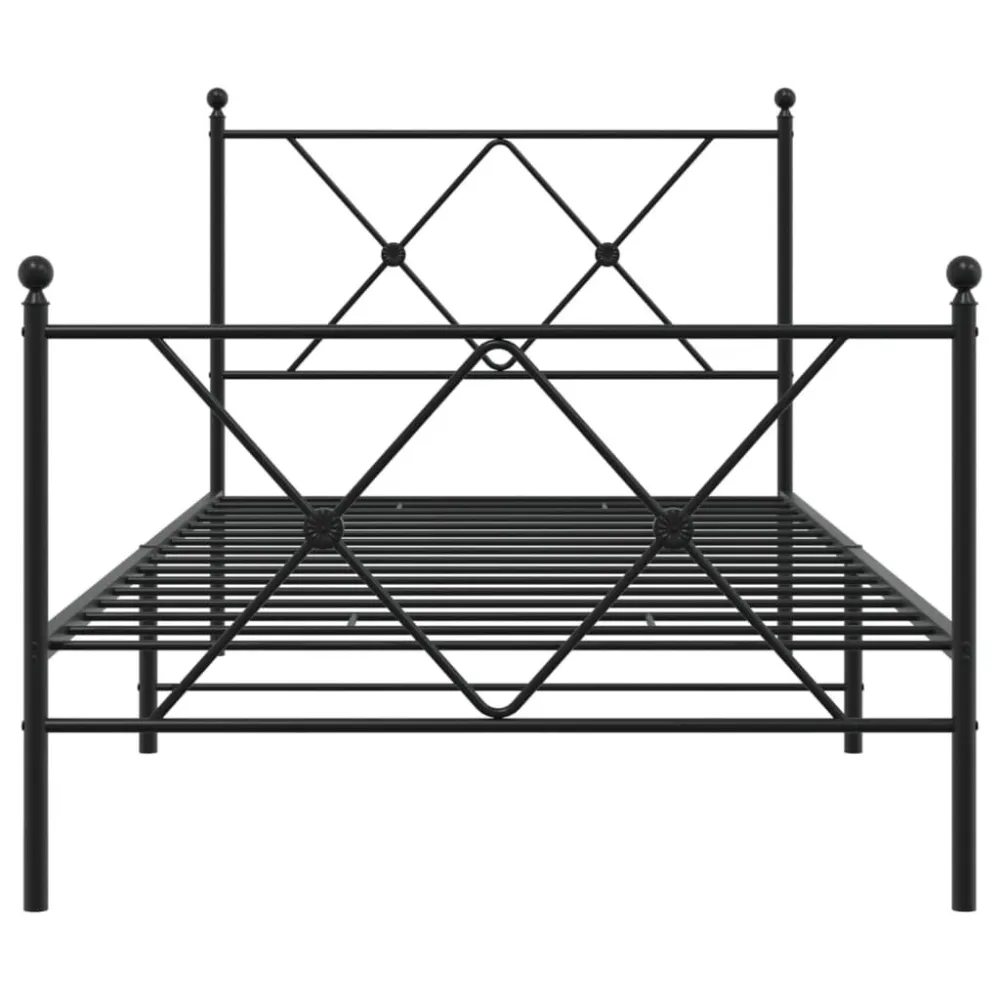 Bedframe met hoofd- en voeteneinde metaal zwart 90x190 cm