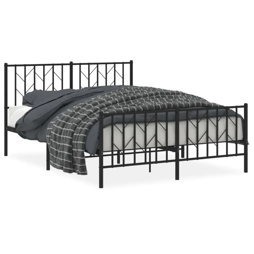 Bedframe met hoofd- en voeteneinde metaal zwart 140x190 cm