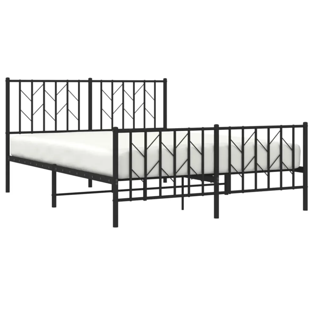 Bedframe met hoofd- en voeteneinde metaal zwart 140x190 cm