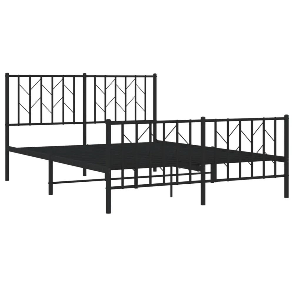 Bedframe met hoofd- en voeteneinde metaal zwart 140x190 cm