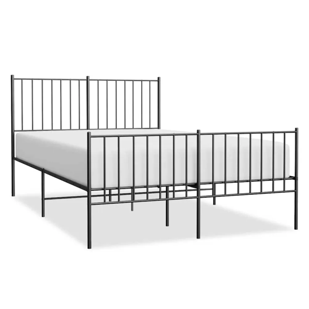 Bedframe met hoofd- en voeteneinde metaal zwart 120x200 cm