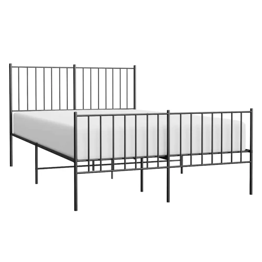 Bedframe met hoofd- en voeteneinde metaal zwart 120x200 cm