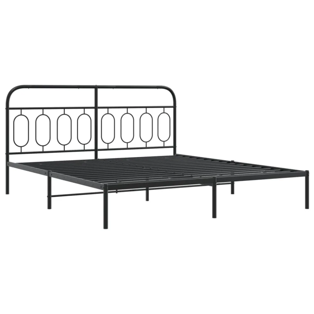 Bedframe met hoofd- en voeteneinde metaal zwart 183x213 cm