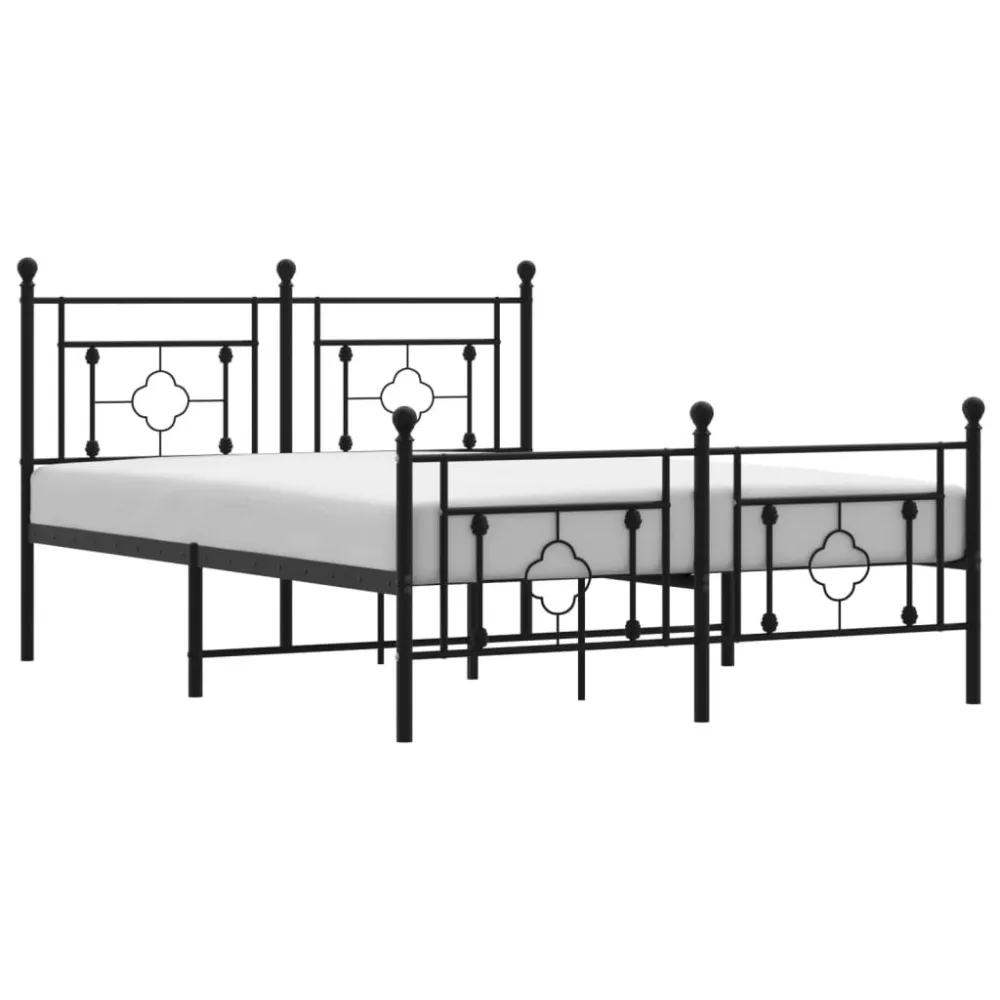 Bedframe met hoofd- en voeteneinde metaal zwart 135x190 cm