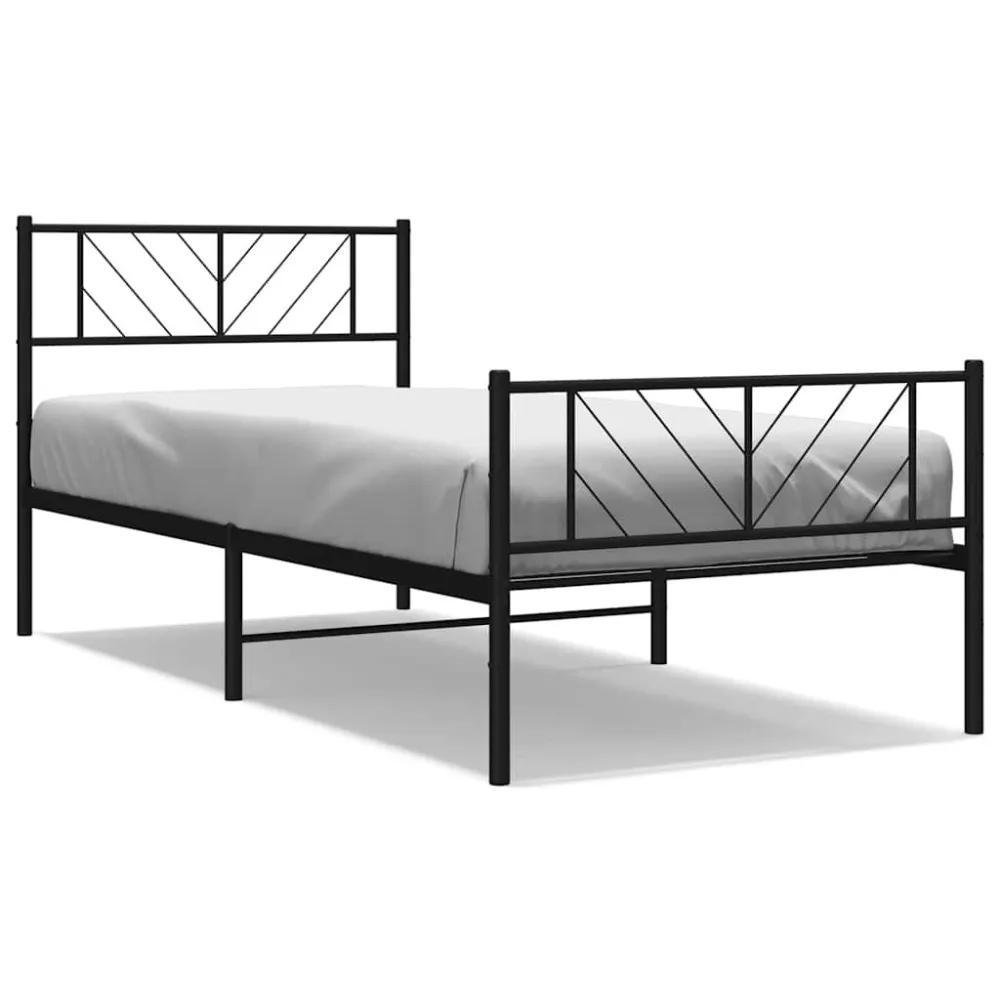 Bedframe met hoofd- en voeteneinde metaal zwart 100x190 cm