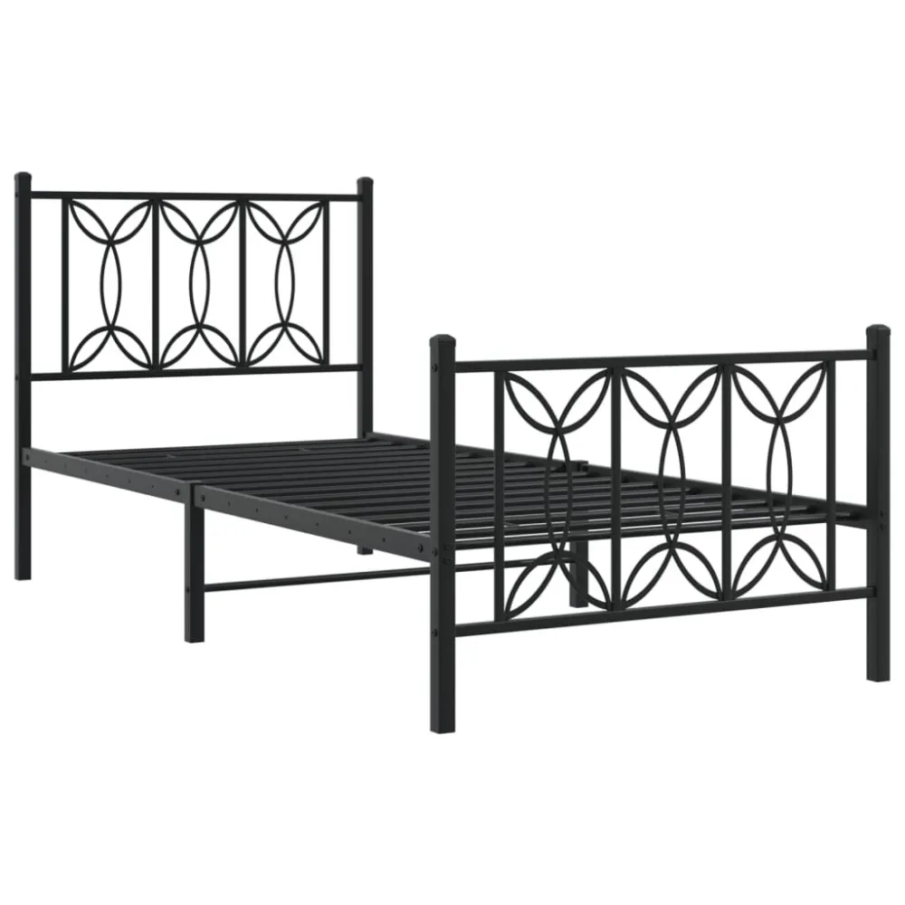 Bedframe met hoofd- en voeteneinde metaal zwart 80x200 cm
