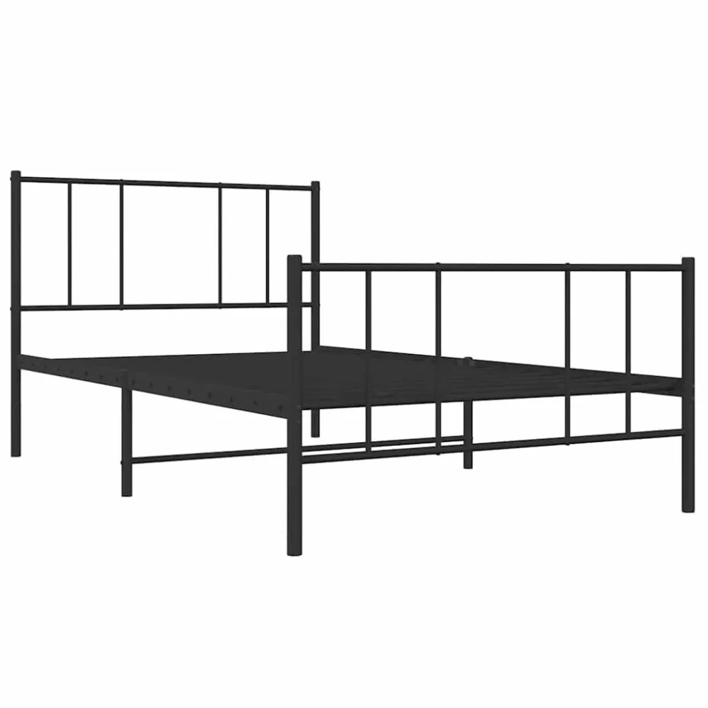 Bedframe met hoofd- en voeteneinde metaal zwart 90x190 cm