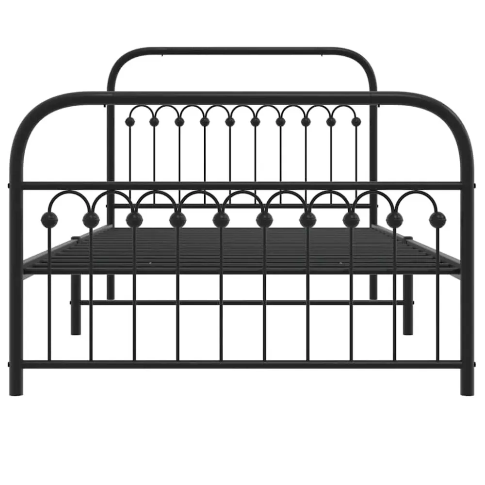 Bedframe met hoofd- en voeteneinde metaal zwart 107x203 cm