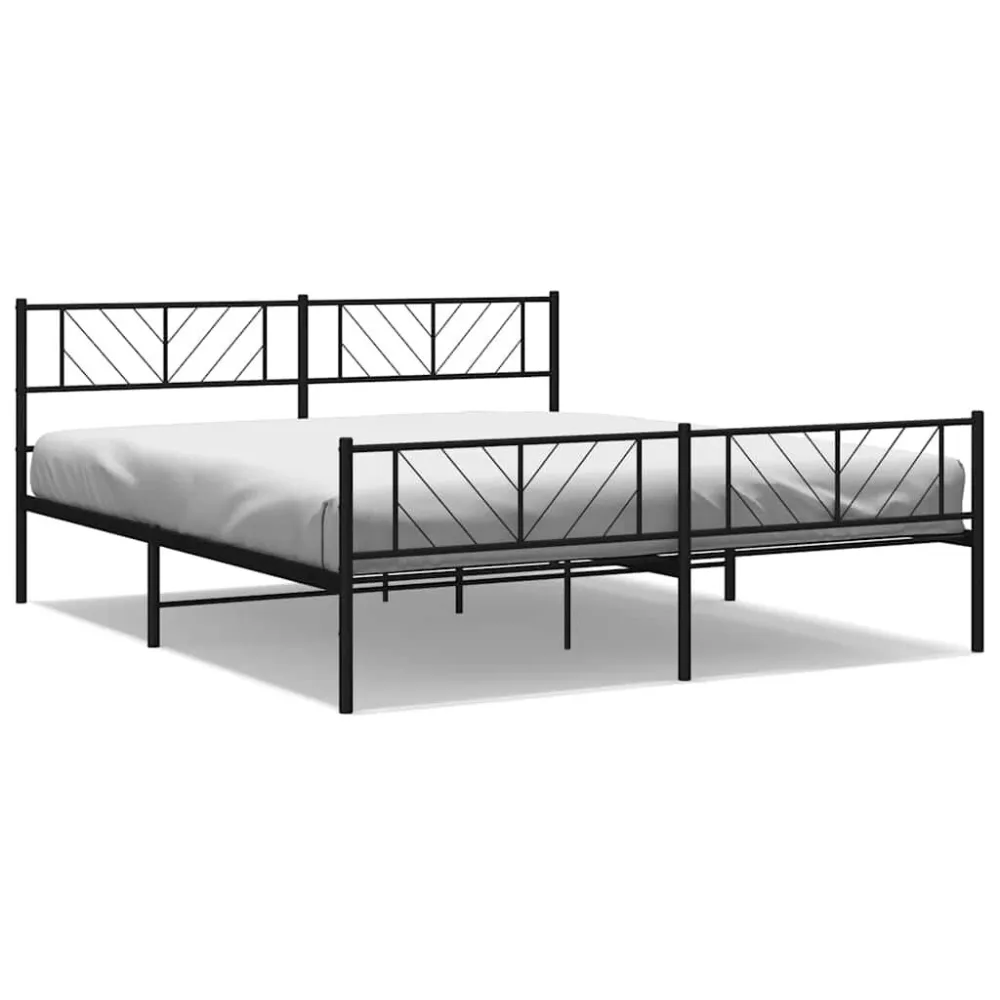 Bedframe met hoofd- en voeteneinde metaal zwart 183x213 cm
