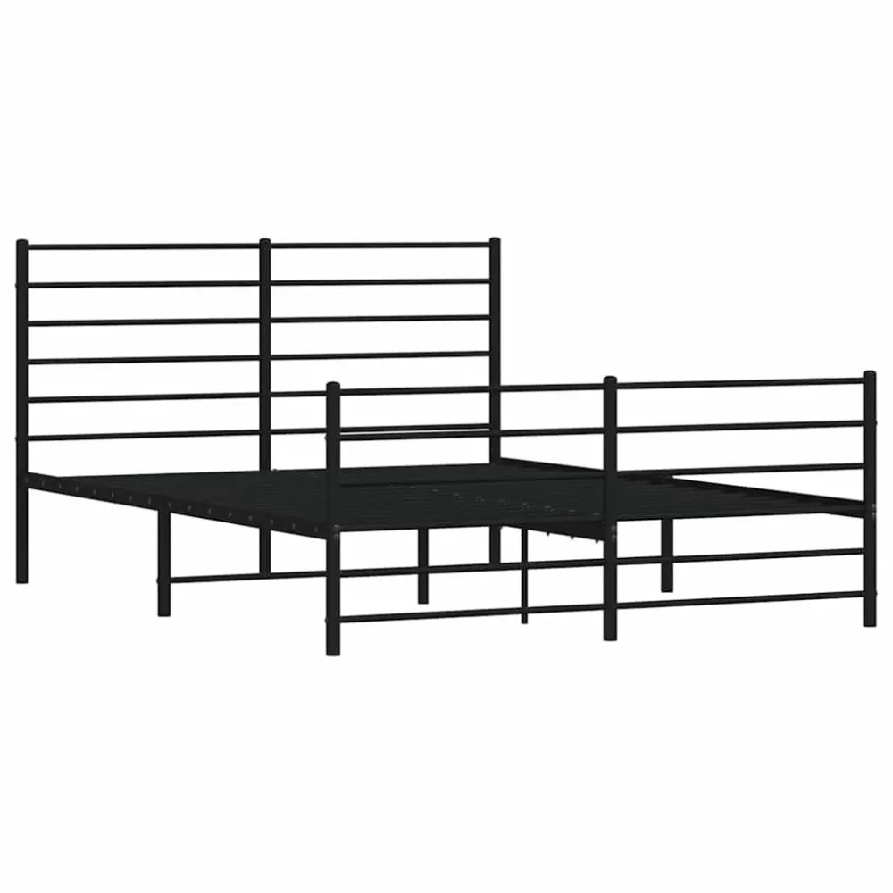 Bedframe met hoofd- en voeteneinde metaal zwart 140x200 cm