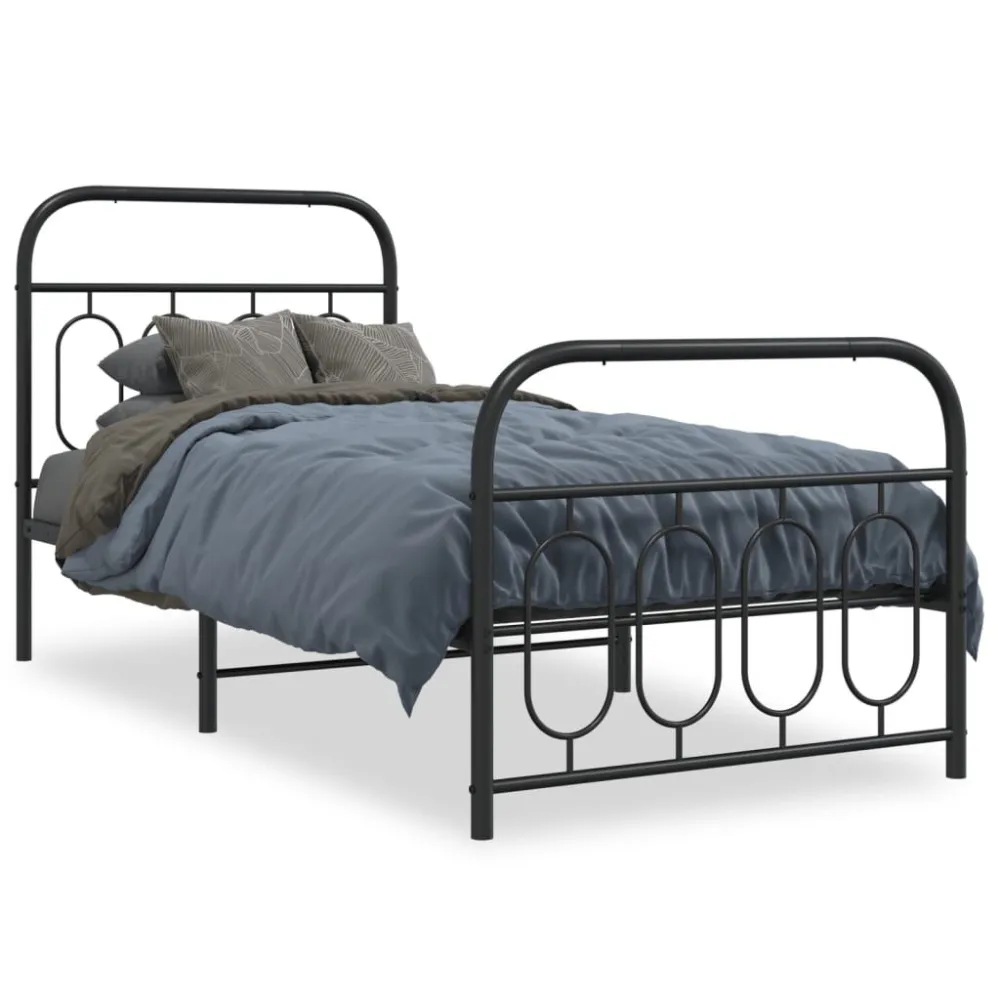 Bedframe met hoofd- en voeteneinde metaal zwart 90x190 cm
