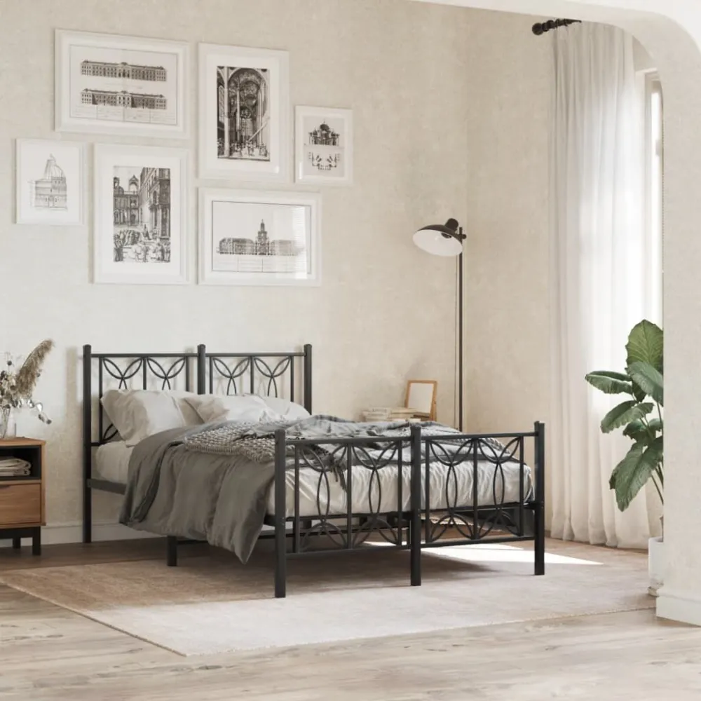 Bedframe met hoofd- en voeteneinde metaal zwart 120x190 cm