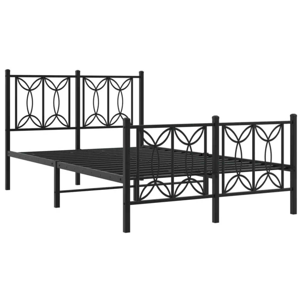 Bedframe met hoofd- en voeteneinde metaal zwart 120x190 cm