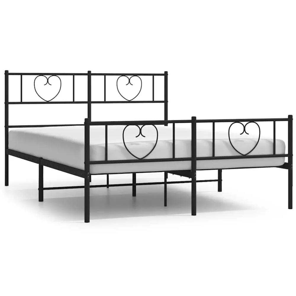 Bedframe met hoofd- en voeteneinde metaal zwart 135x190 cm