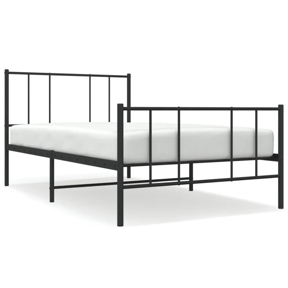 Bedframe met hoofd- en voeteneinde metaal zwart 100x200 cm