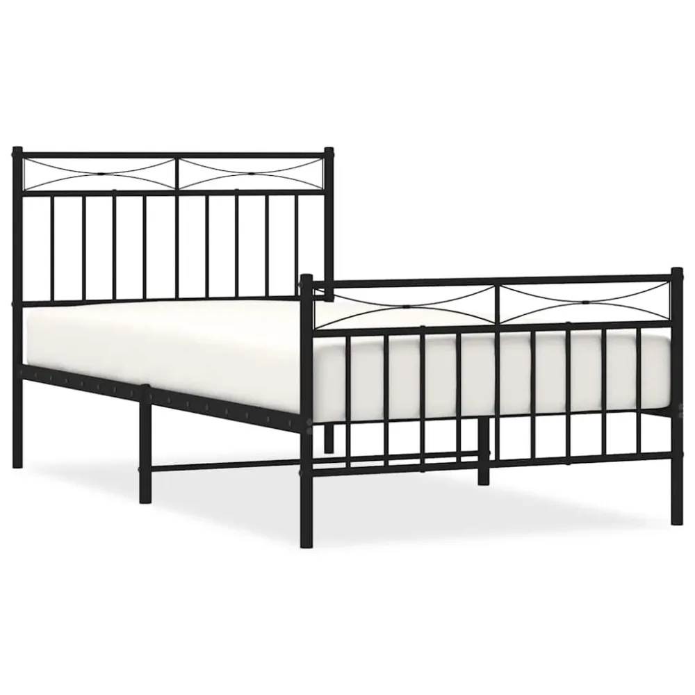 Bedframe met hoofd- en voeteneinde metaal zwart 100x190 cm
