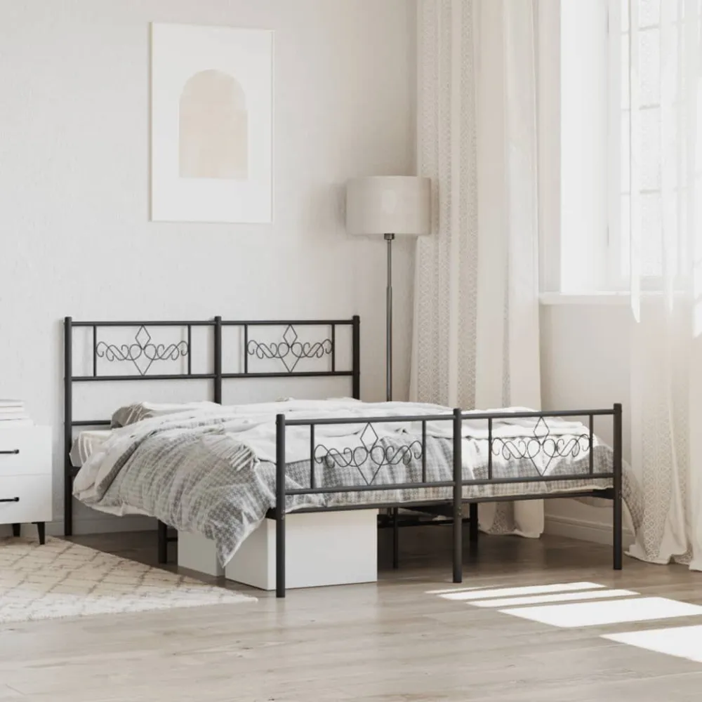 Bedframe met hoofd- en voeteneinde metaal zwart 120x190 cm