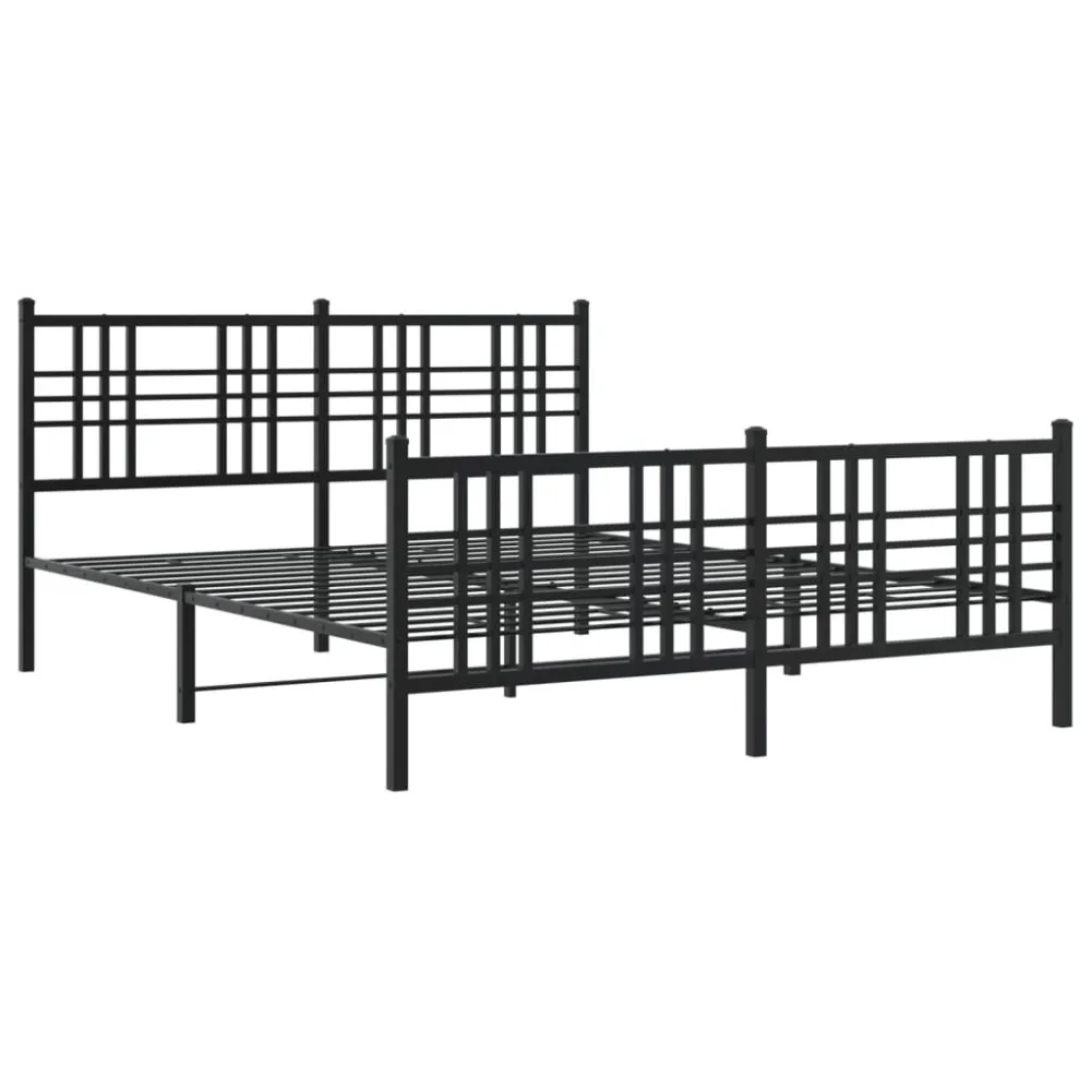 Bedframe met hoofd- en voeteneinde metaal zwart 150x200 cm