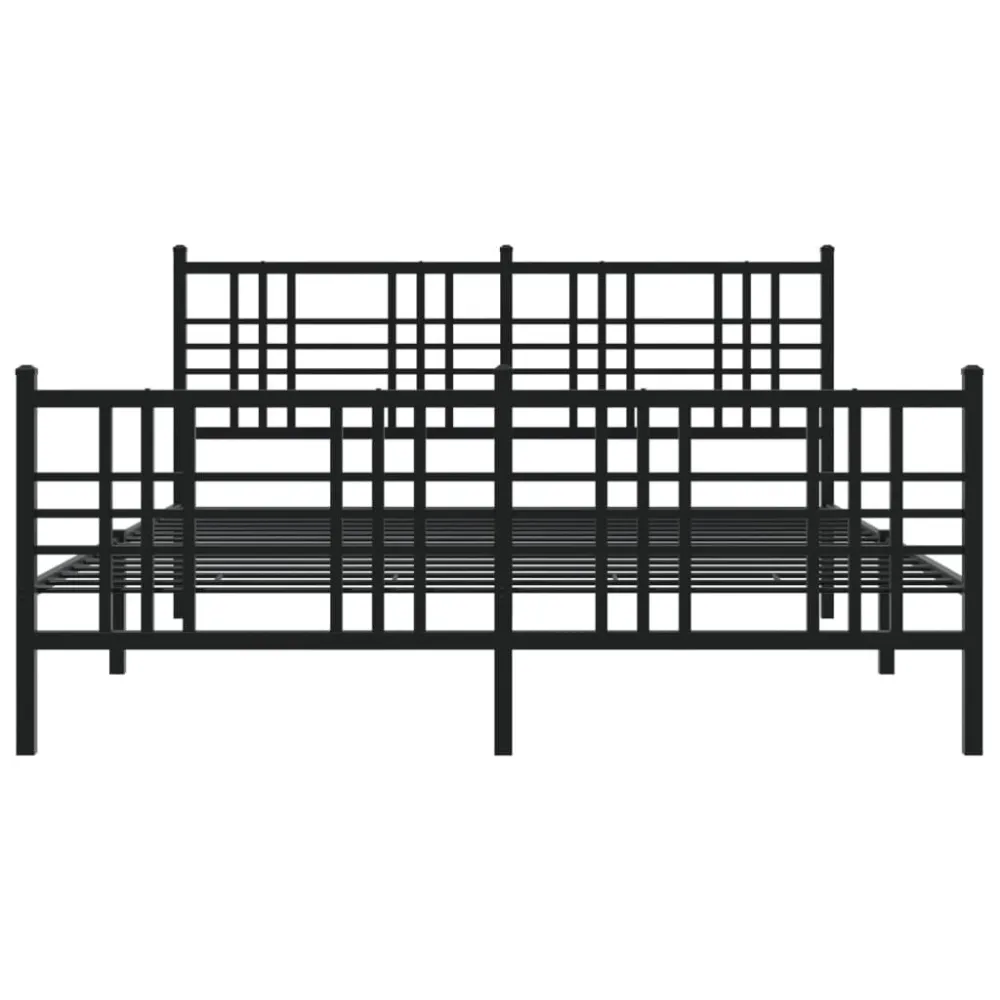 Bedframe met hoofd- en voeteneinde metaal zwart 150x200 cm