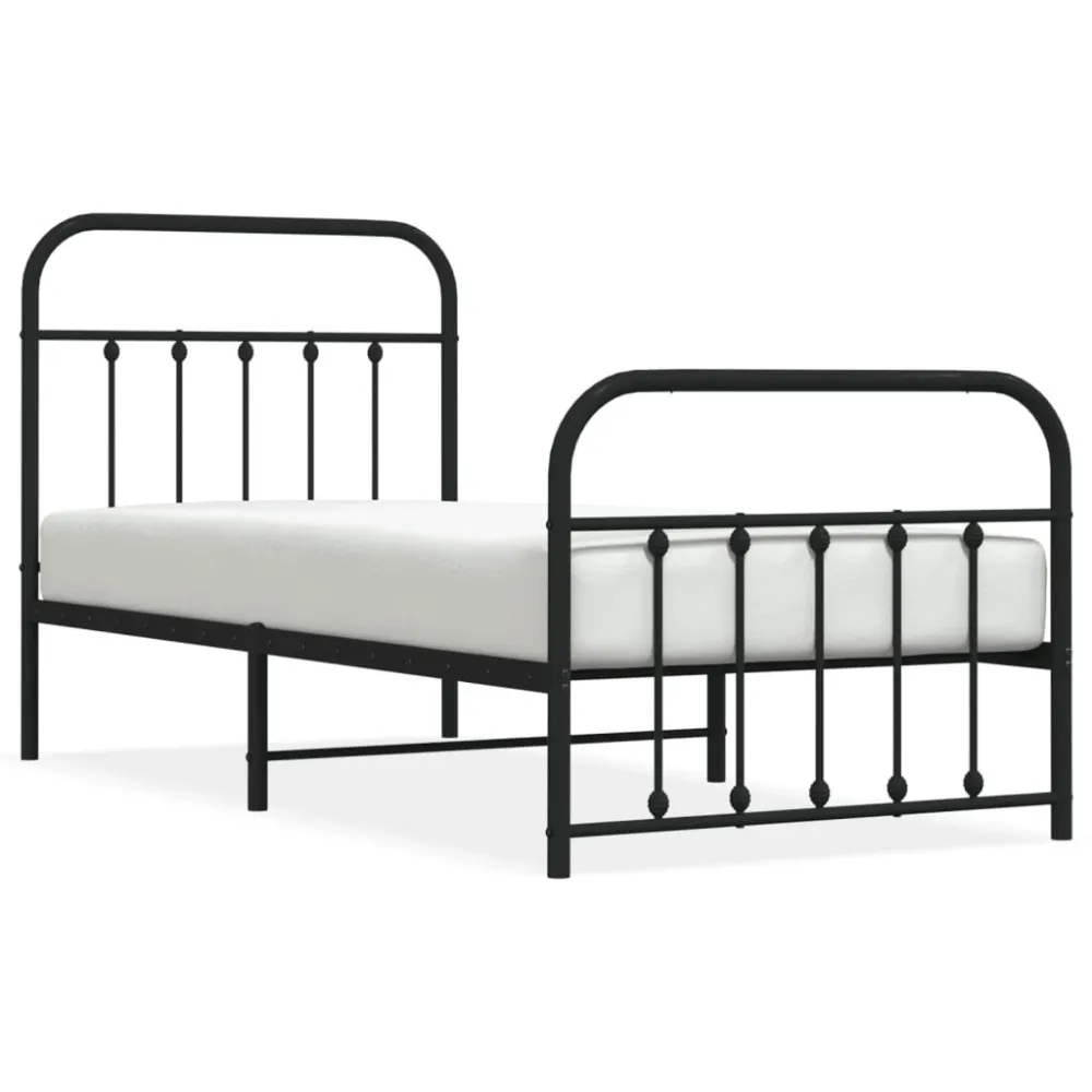 Bedframe met hoofd- en voeteneinde metaal zwart 90x190 cm