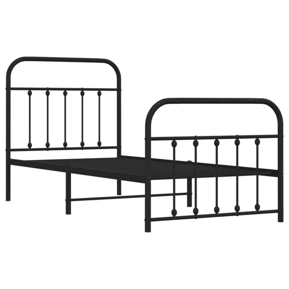 Bedframe met hoofd- en voeteneinde metaal zwart 90x190 cm