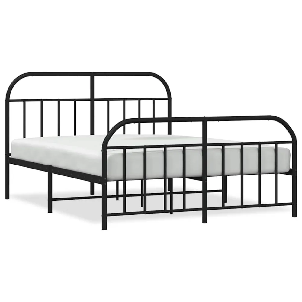 Bedframe met hoofd- en voeteneinde metaal zwart 183x213 cm