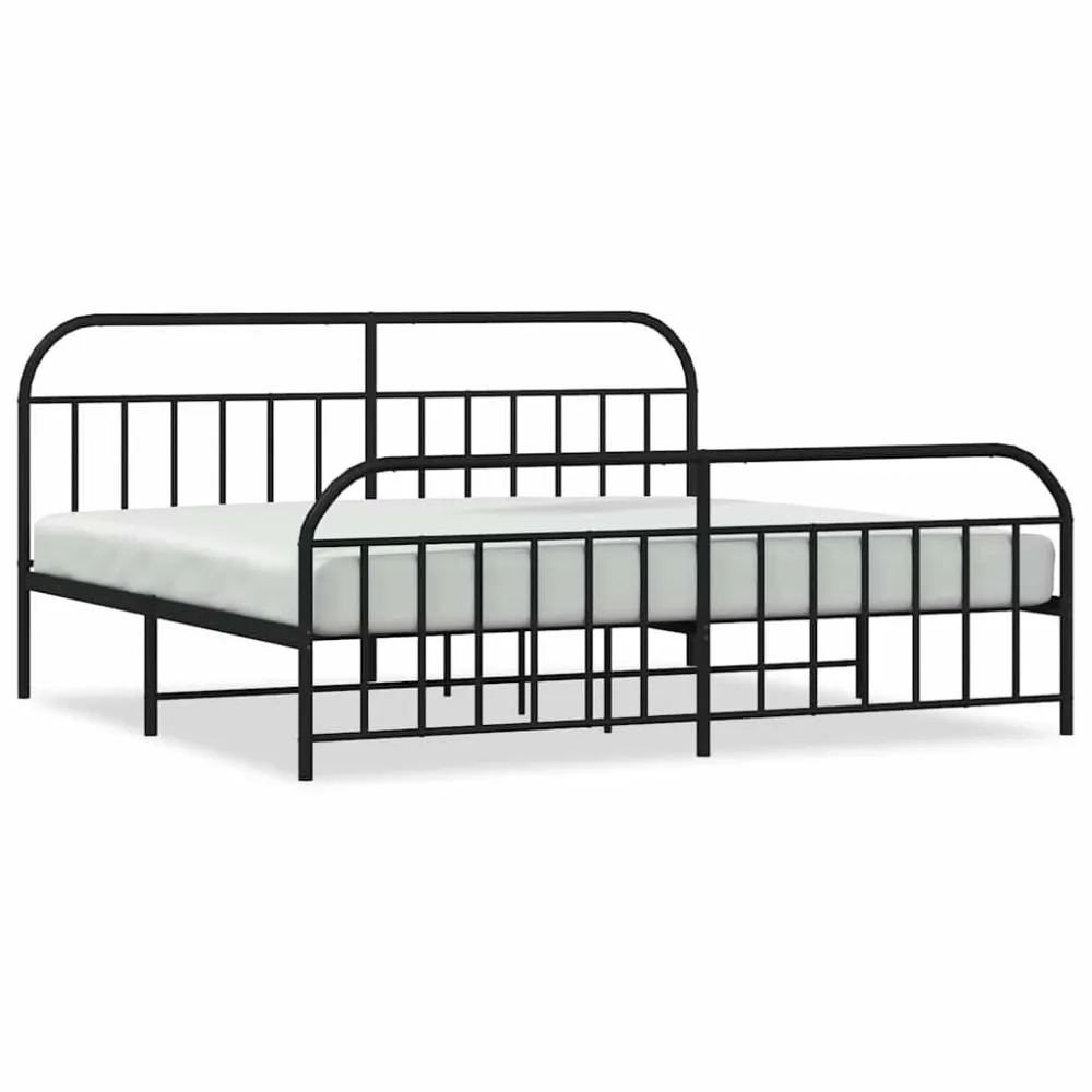 Bedframe met hoofd- en voeteneinde metaal zwart 193x203 cm