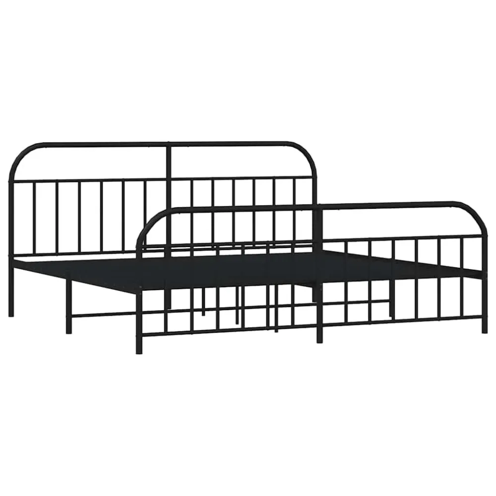 Bedframe met hoofd- en voeteneinde metaal zwart 193x203 cm