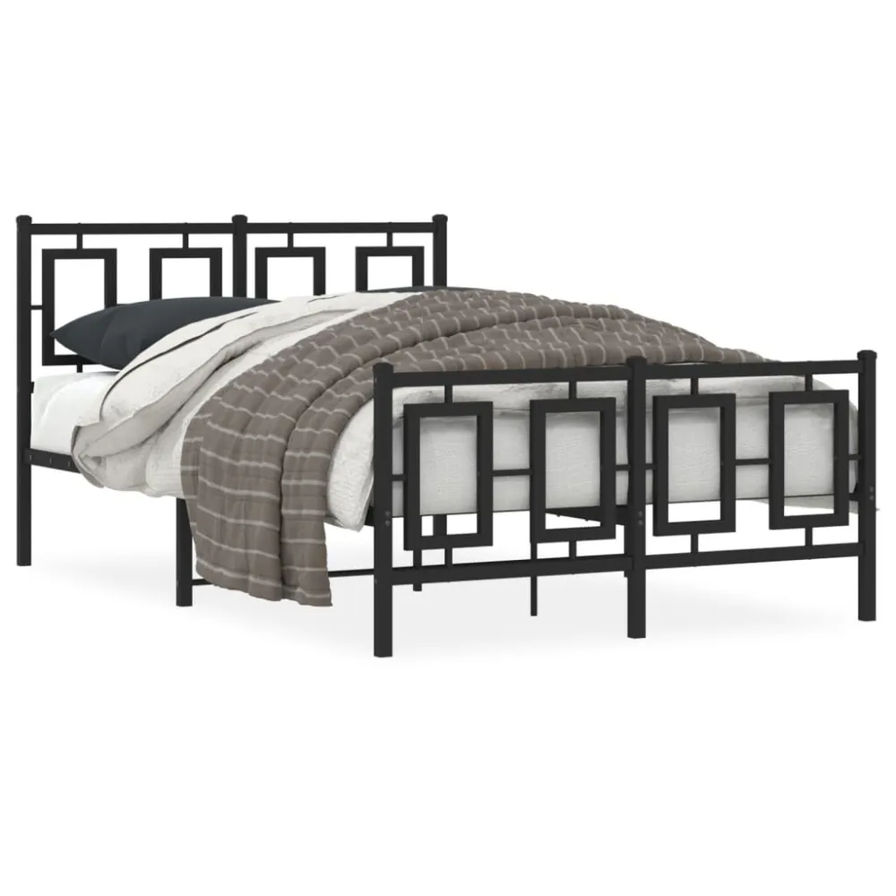 Bedframe met hoofd- en voeteneinde metaal zwart 120x190 cm