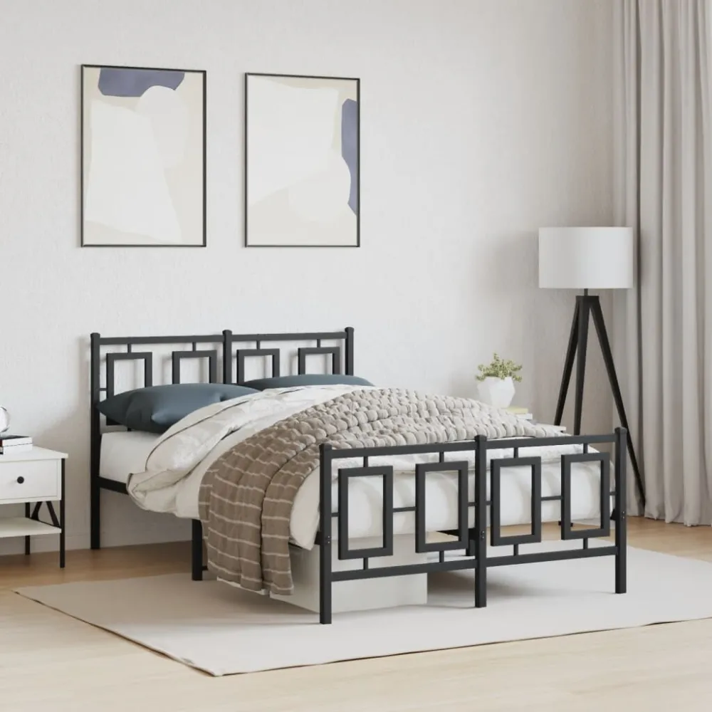 Bedframe met hoofd- en voeteneinde metaal zwart 120x190 cm