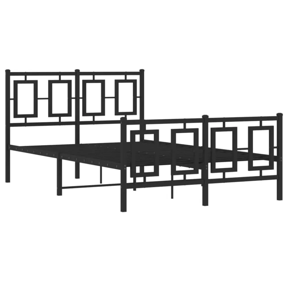 Bedframe met hoofd- en voeteneinde metaal zwart 120x190 cm