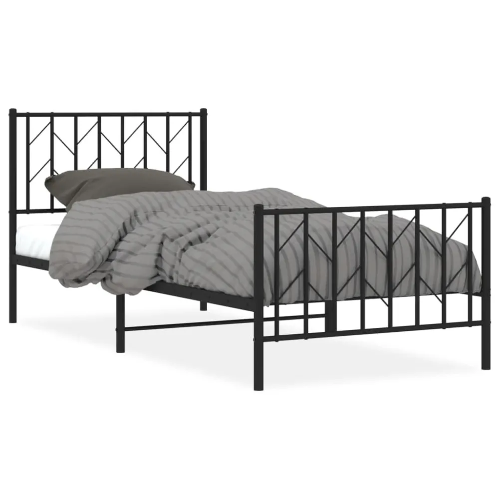 Bedframe met hoofd- en voeteneinde metaal zwart 90x190 cm