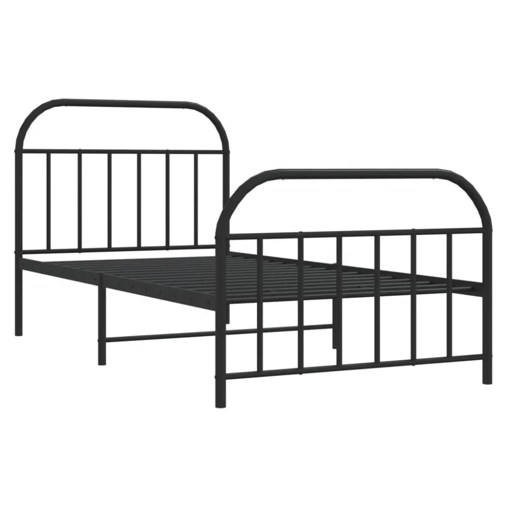 Bedframe met hoofd- en voeteneinde metaal zwart 107x203 cm