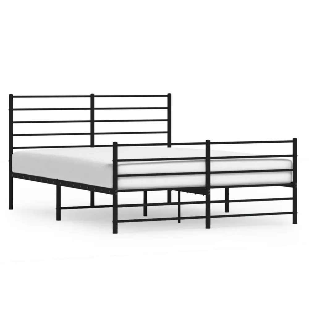 Bedframe met hoofd- en voeteneinde metaal zwart 120x190 cm