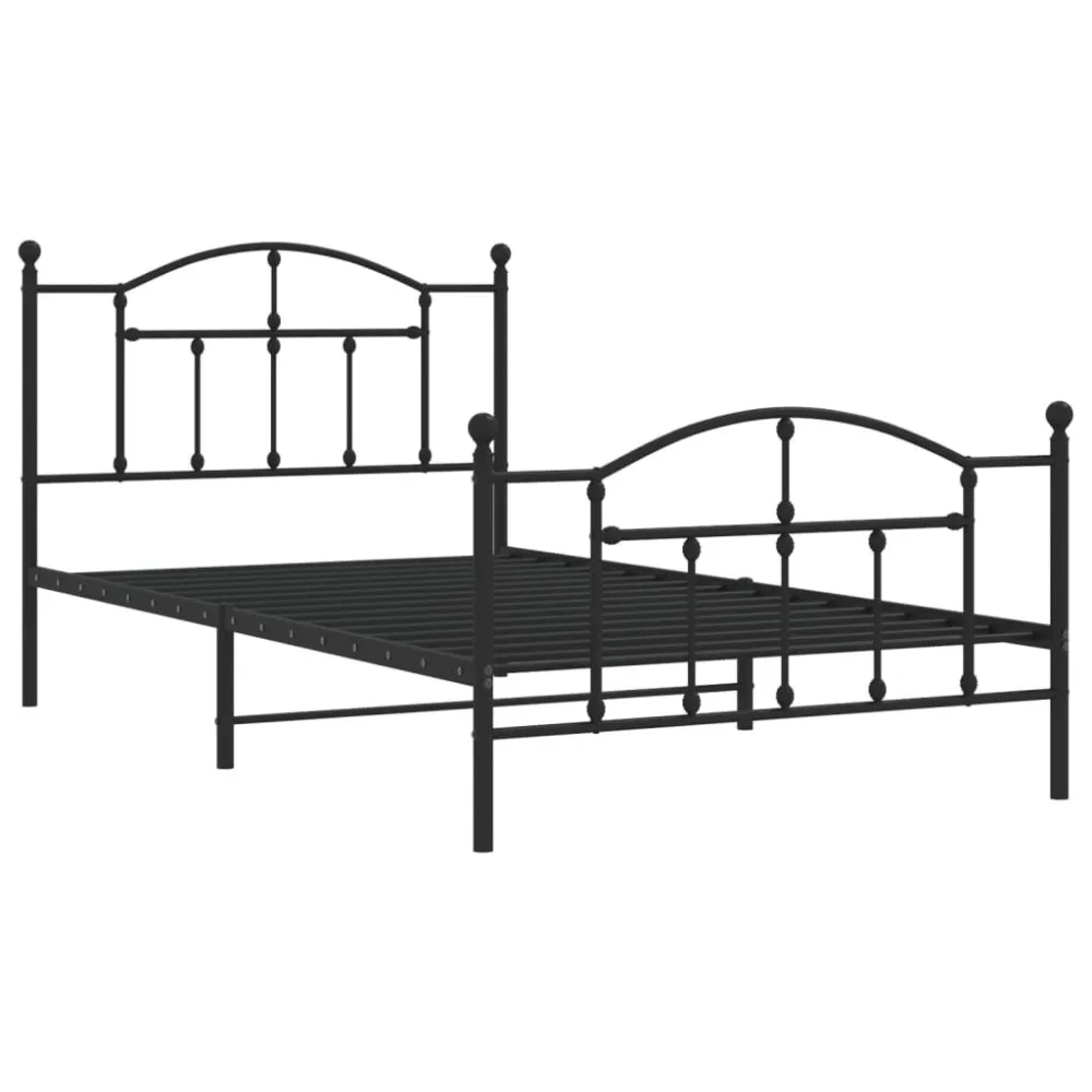 Bedframe met hoofd- en voeteneinde metaal zwart 107x203 cm