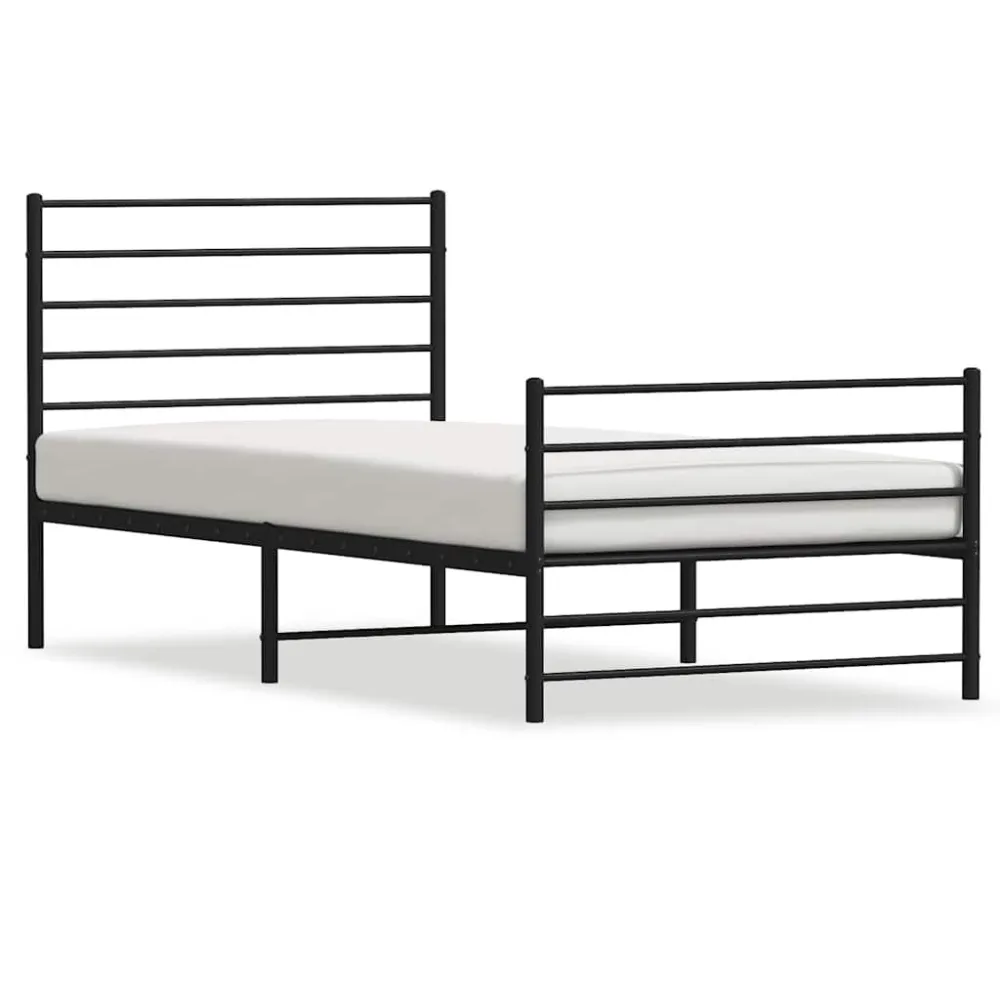 Bedframe met hoofd- en voeteneinde metaal zwart 100x190 cm
