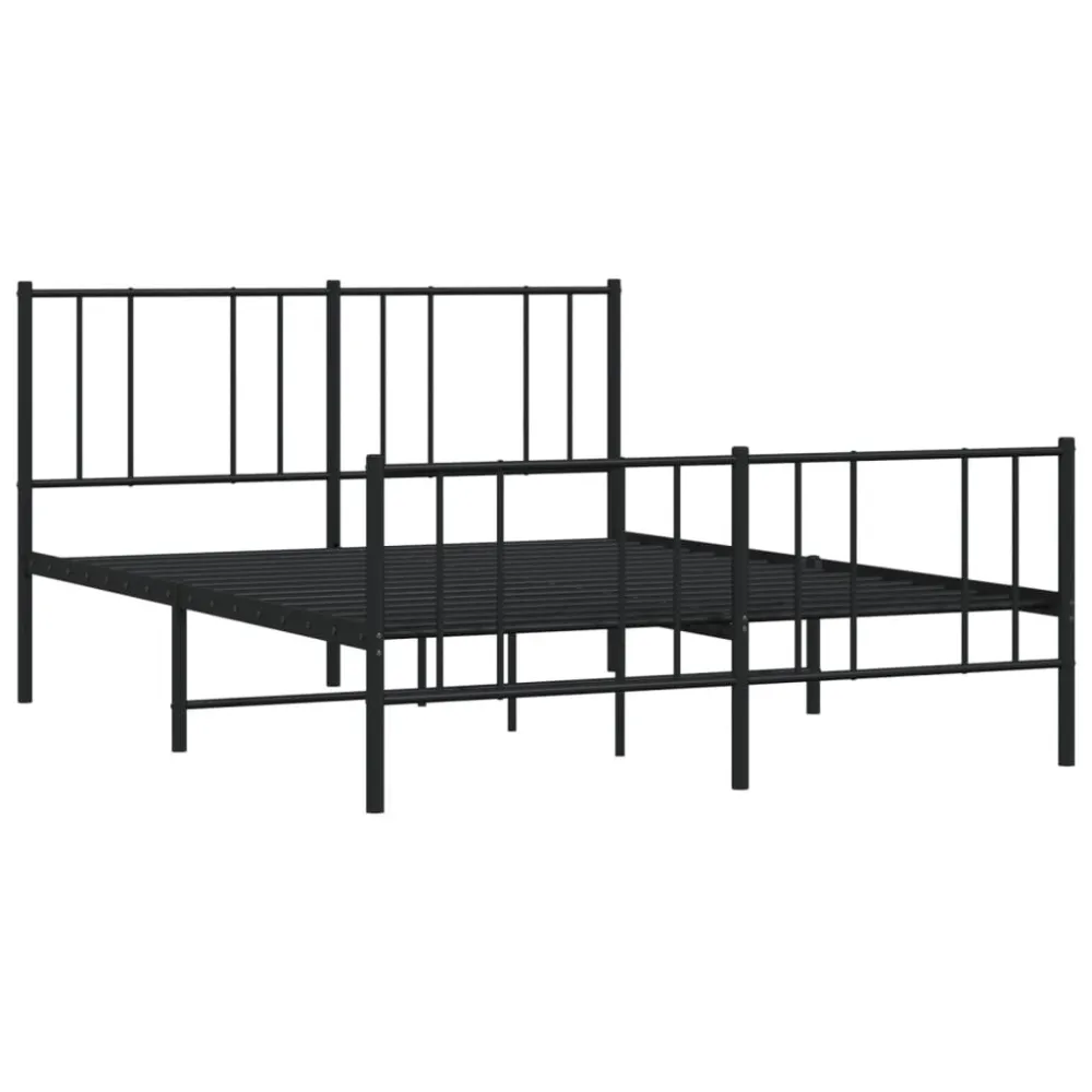Bedframe met hoofd- en voeteneinde metaal zwart 120x200 cm