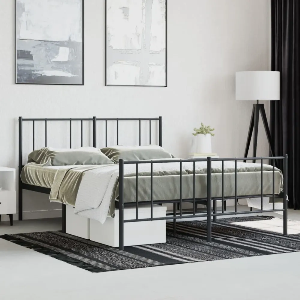 Bedframe met hoofd- en voeteneinde metaal zwart 120x200 cm