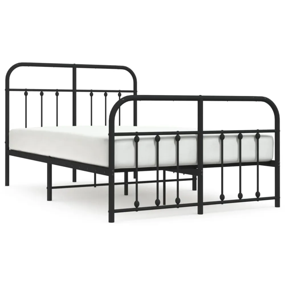 Bedframe met hoofd- en voeteneinde metaal zwart 120x200 cm
