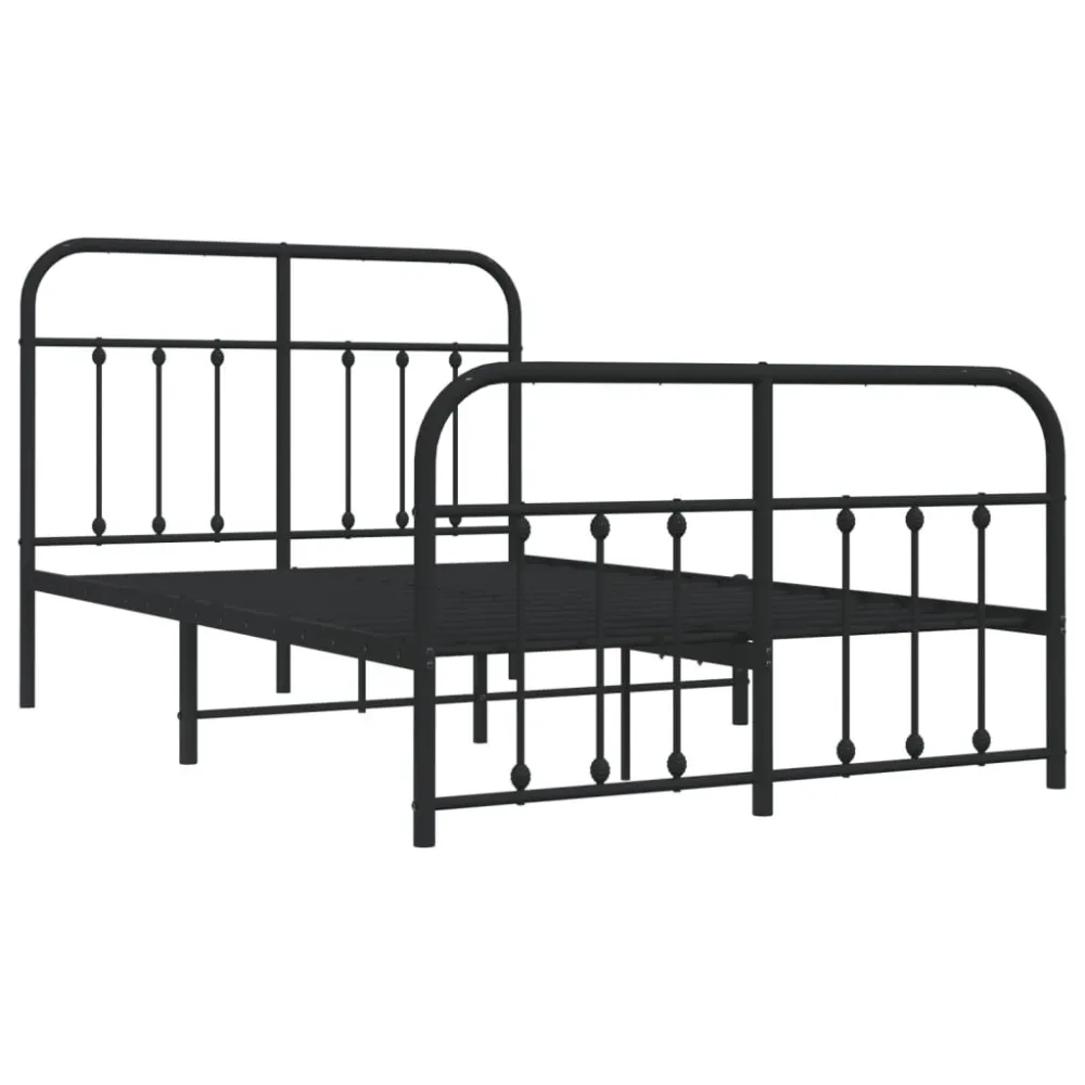 Bedframe met hoofd- en voeteneinde metaal zwart 120x200 cm