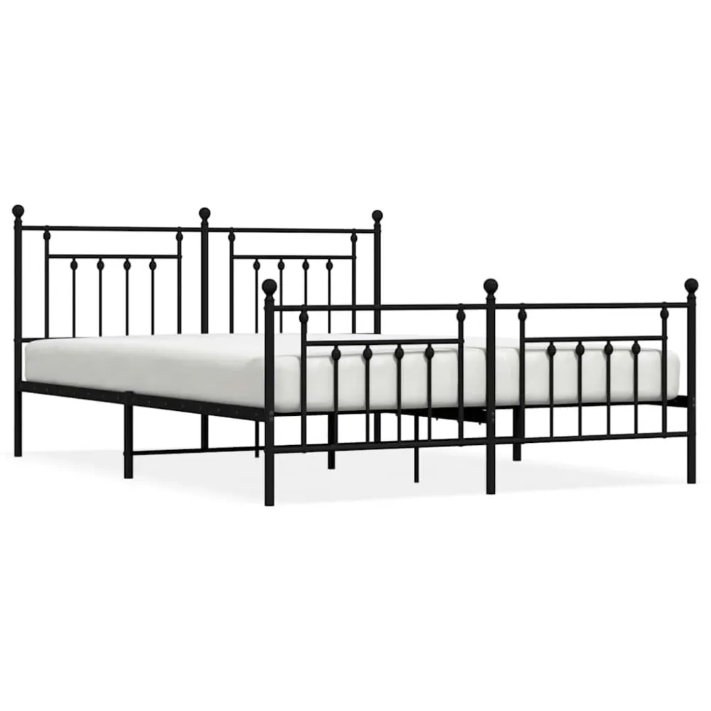 Bedframe met hoofd- en voeteneinde metaal zwart 183x213 cm