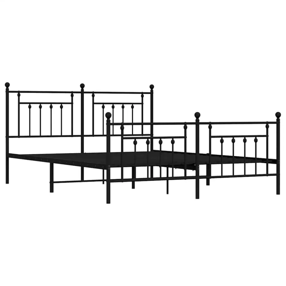 Bedframe met hoofd- en voeteneinde metaal zwart 183x213 cm