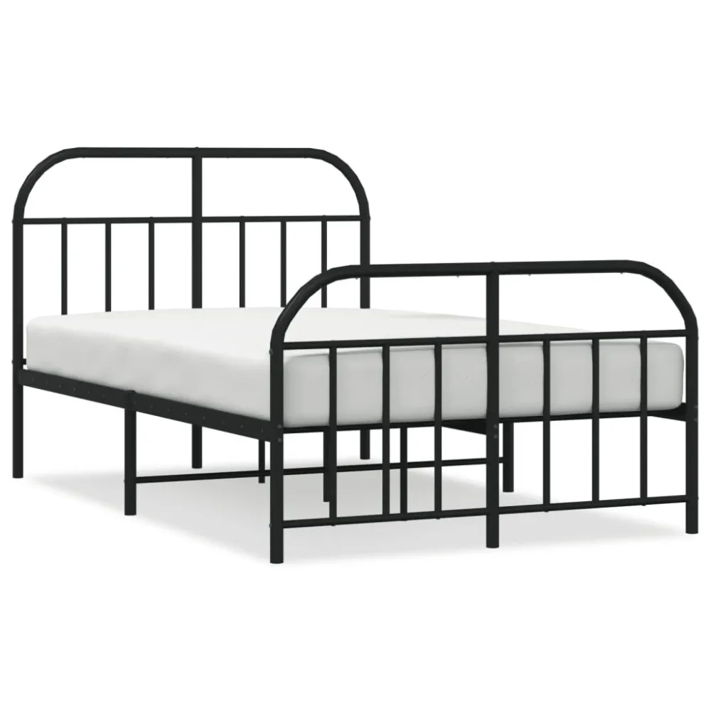 Bedframe met hoofd- en voeteneinde metaal zwart 120x190 cm