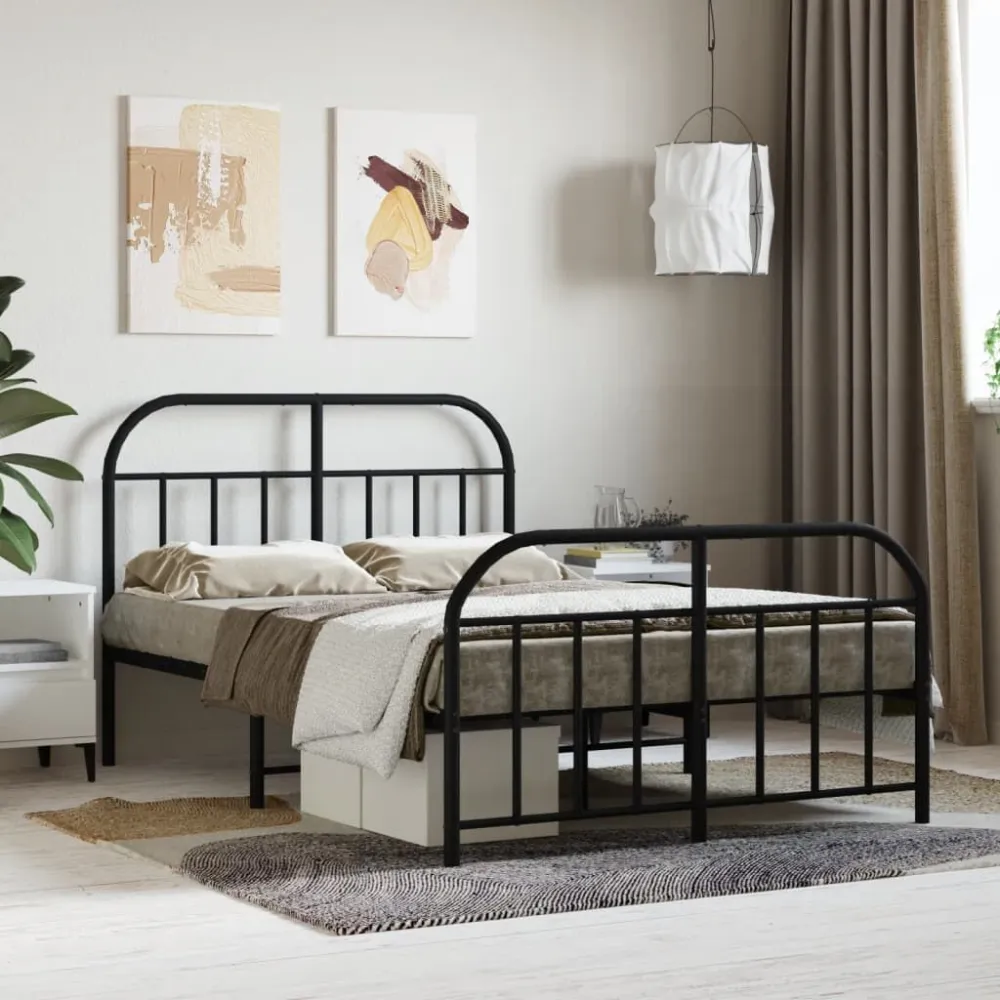 Bedframe met hoofd- en voeteneinde metaal zwart 120x190 cm