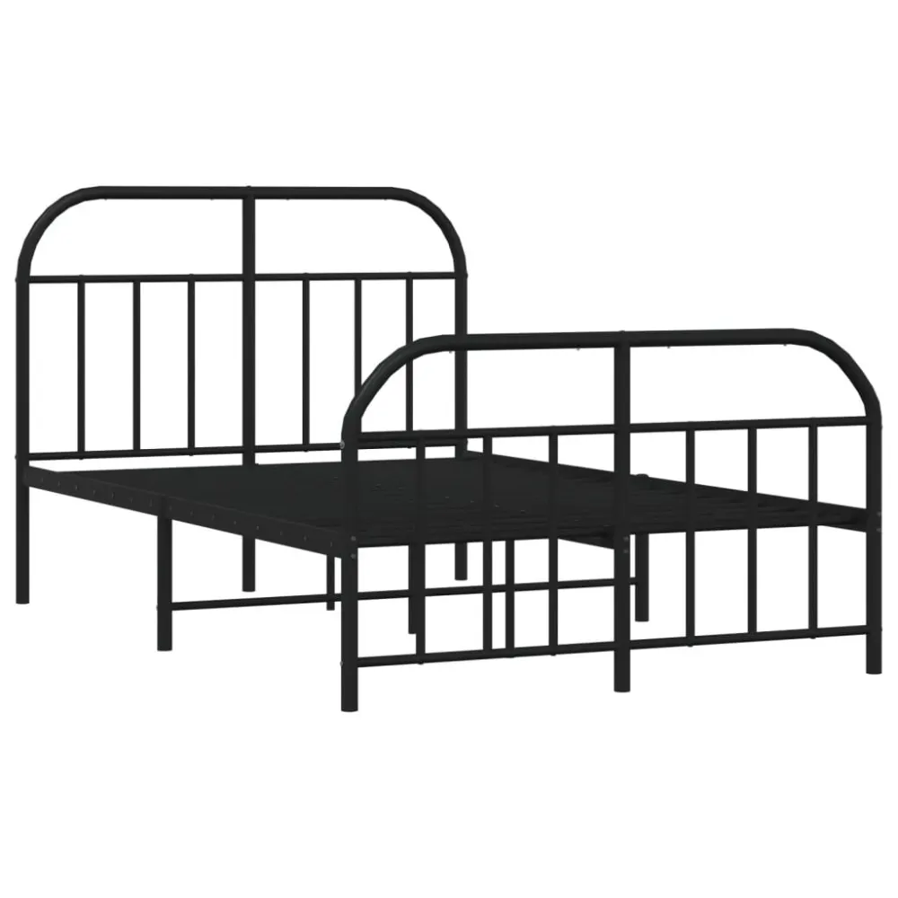 Bedframe met hoofd- en voeteneinde metaal zwart 120x190 cm